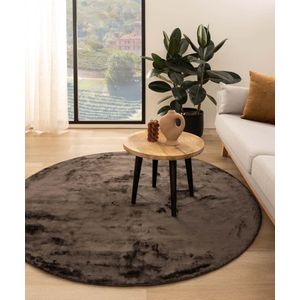 Viscose vloerkleed rond - Pearl donkerbruin 200 cm rond