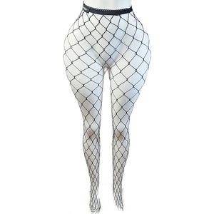 BamBella ® - Panty -Onesize - gaas grote gaten maillot dunne pantys Dames - Onesize - lingerie van kant zwart gothic