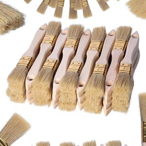 Doe-het-zelf platte kwastenset, 36 x platte penselen van 25 mm, natuurlijke borstelkwast voor doe-het-zelf, wand- en meubelschilderen, schilderkwastenset, penseelset