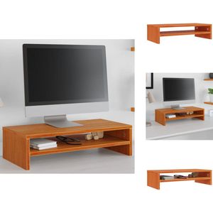 vidaXL Monitorstandaard - Monitorstandaards - Monitor Standaard - Computerstandaard - Monitorstandaard 50x24x13 cm massief grenenhout wasbruin