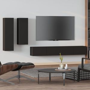 The Living Store Wandgemonteerde tv-meubelset - Zwart - 30.5 x 30 x 110 cm - 30.5 x 30 x 90 cm - 2x 100 x 30 x 30 (L x B x H)