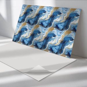 Wallfluent Vinyl Wandpaneel - Abstracte golven en vlekken Wandpaneel PVC - 100 cm x 50 cm - Blauw Vinyl Wandpaneel - Set van 1 - Rechthoekig Wandbekleding Vinyl - Abstractie Wandpaneel - Zelfklevend Wandpaneel - Wandpaneel Keuken en Badkamer