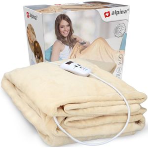 alpina Elektrische Deken - Warmtedeken 1 Persoons - Bovendeken - 10 Standen - 130x180cm - Beige