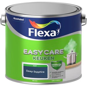 Flexa - Easycare Keuken Muurverf - Deep Sapphire - Kleur van het jaar 2025 - Mengverf - 2.5 Liter