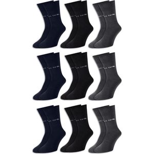 Pierre Cardin® Herensokken 9 Paar - Antraciet Blauw Zwart - 39/42