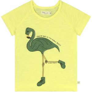 Smitten Organic - 'Safari Flamingo Guide' Geel T-shirt met korte mouwen