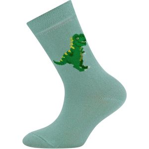 Sokken Ewers Kindermaat - Lichtblauw/groen met T-Rex Dinosaurus Groen-19/22