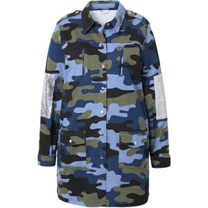 Angel of Style - Dames - Sweatoverhemd camouflage pailletten-patches - Rietgroen - Maat 52