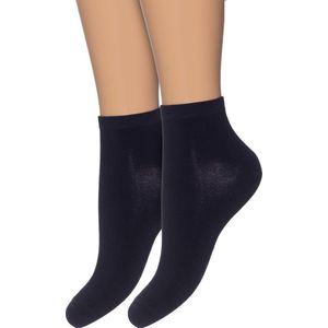 Bonnie Doon Bamboe Sneakersokken Dames Donker Blauw maat 36/42 - 2 paar - Licht, Ademend, Soepel - Zeer Comfortabel en Zacht - Zakken niet af - Korte sokken - Bamboo Viscose Rayon - Antibacteriële Werking - Milieubewust - Navy - OL0410992.102
