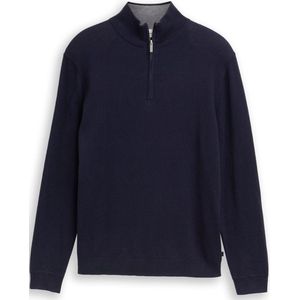 TOM TAILOR - Trui - Marine - Effen - Lange Mouw - Schipperskraag