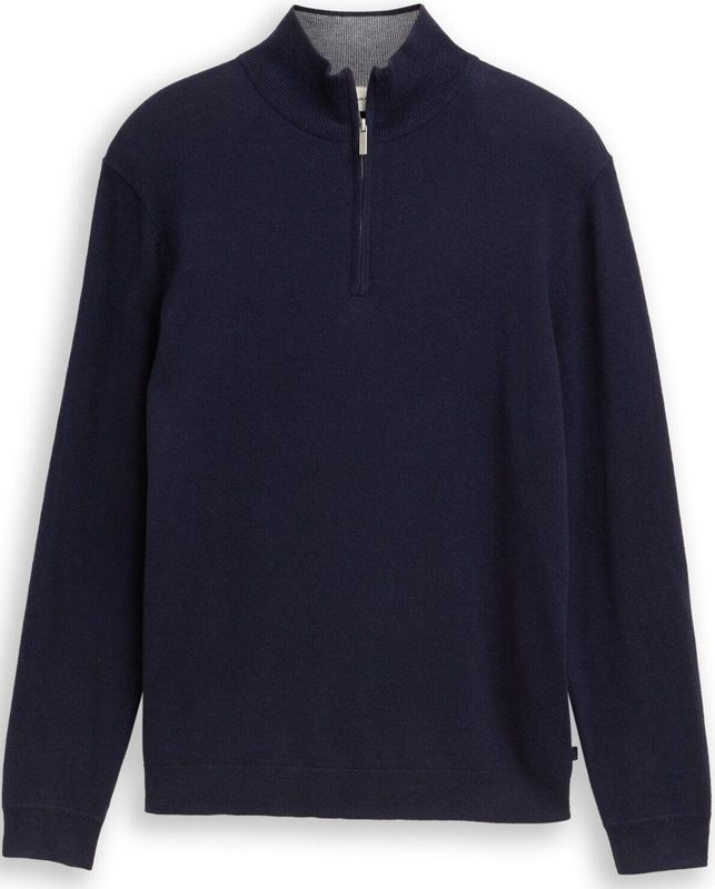 TOM TAILOR - Trui - Marine - Effen - Lange Mouw - Schipperskraag