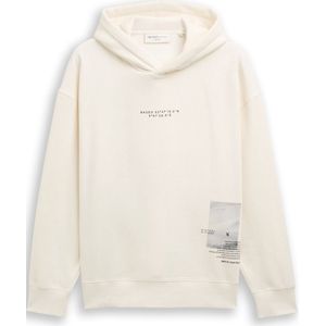 TOM TAILOR DENIM - Sweatshirt - Beige - Capuchon - Losse Pasvorm