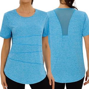 Dames Sport T-shirt Korte Mouw - Lichtgewicht en Sneldrogend Yoga Top met Mesh