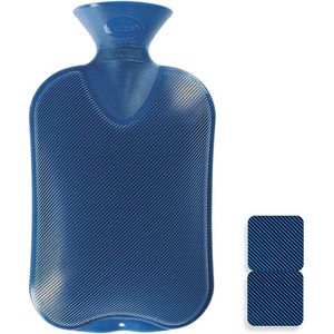 Dubbel Geribbelde Warmwaterzak Saphir Blauw 2 L - Ontspanning en Verlichting