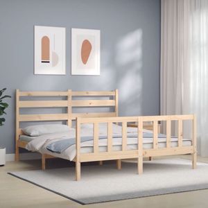 The Living Store Bedframe - Massief grenenhout - 160 x 200 cm - Functioneel hoofd- en voeteneinde