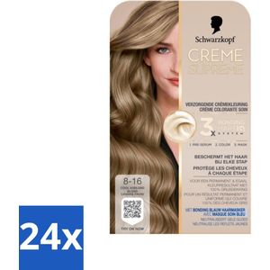 24 x Schwarzkopf - Haarkleuring - Creme Supreme 8-16 - Cool Asblond - 245g - Blond Haar - Asblond - Haarkleur - Permanente Haarkleuring - Grijsdekking