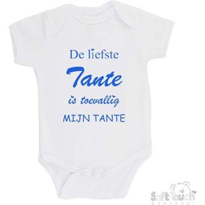 100% katoenen Romper ""De liefste tante is toevallig mijn tante"" Jongens Katoen Wit/blauw Maat 56/62