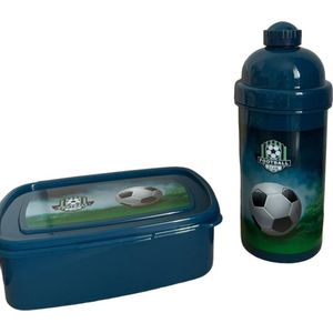 Paso waterfles en broodtrommel - bidon - lunchbox - drinkfles - 550 ml - 18,5x13x6cm - voetbal