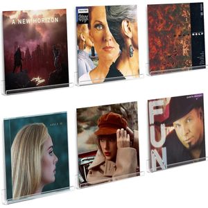 Pinguïn Records - LP Houder aan de muur – LP opbergsysteem aan de muur – Vinyl houder – LP houder – 6 stuks – Transparant – Inclusief bevestigingsmateriaal