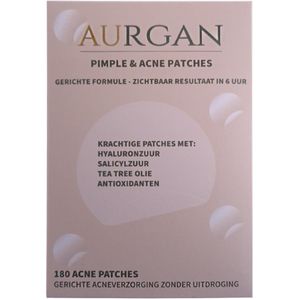 Aurgan Pimple & Acne Hydrocolloid Patches - 180 stuks - transparante patches tegen puisten - Met salicylzuur & Tea Tree Oil - Absorbeert puistjes