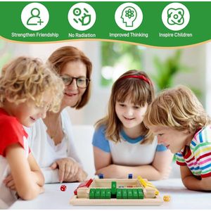 Educatief Shut The Box Dobbelspel voor 4 spelers - Hoogwaardig Houten Spel met 8 Dobbelstenen - Kleurrijk Tactiekspel voor Volwassenen en Kinderen - Wiskundig Klapbordspel