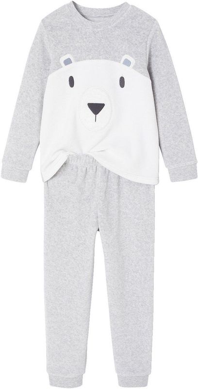 Pyjama - Gemêleerd Grijs - Fluweel - Voor Jongens - Beer Motief