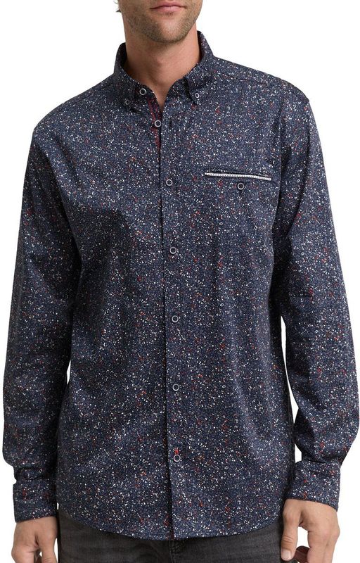 Tom Tailor - Stretch Overhemd - Met Print - Regular Fit - 98% Katoen/2% Elasthan