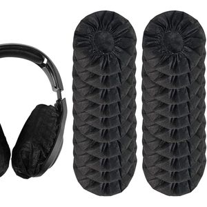 Oorkussens - Set van 100 Stuks in Zwart - Wegwerp Oorkussens voor Hoofdtelefoon - Rekbaar en Vlies - Universeel Geschikt - Beschermers voor Oorkoptelefoon