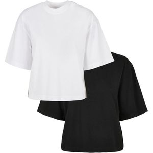 Urban Classics - Organic Oversized Pleat 2-pack Dames T-shirt - 4XL - Wit/Zwart