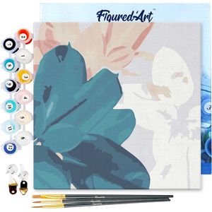 Figured'Art Mini Schilderen op Nummer Volwassenen 20x20cm met lijst Rubberplant bladeren - Klein Formaat Creatieve Hobby Kit DIY Art Nummer Compleet