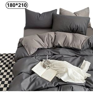 Nivard Fleece Dekbedovertrek - Fluffy Dekbedovertrek - Pluche - Dekbed - Deken - Inclusief Kussenslopen - Grijs 180x210cm