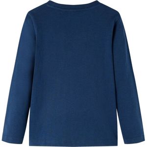 Marineblauw kindershirt met lange mouwen - Maat 116
