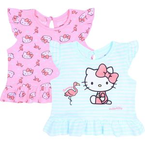 2x Roze-mintgroen T-shirt, Hello Kitty T-shirt