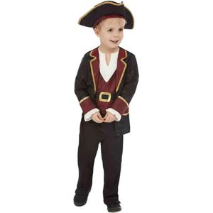 Smiffy's - Piraat & Viking Kostuum - Deluxe Heroïsche Zwaardvechter Edele Piraat - Jongen - Rood, Zwart - Maat 90 - Carnavalskleding - Verkleedkleding