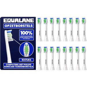 EQUALANE - Opzetborstels - Wit - Geschikt voor Philips Sonicare tandenborstels - 16 Stuks