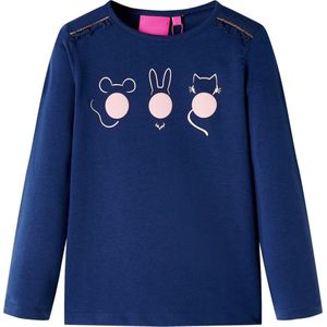 vidaXL-Kindershirt-met-lange-mouwen-dierenprint-104-marineblauw
