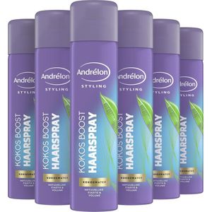 Andrélon Kokos Boost Styling Haarspray - 6 x 250 ml - Voordeelverpakking