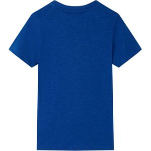 Kindershirt 104 donkerblauw met haai print