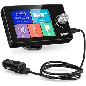 2,8"" Auto DAB/DAB+ Autoradio-Adapter-Bluetooth Draadloze-FM-zender Ontvanger-zwart