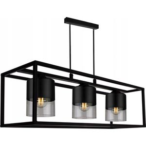Malia - Moderne zwarte hanglamp - rechthoekige model unieke design e27 - woonkamer hanglamp - keuken plafondlamp - Lamp met een uniek design