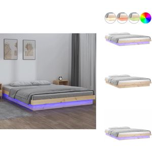 vidaXL Bedframe - Bedframes - Eenpersoonsbed - Bed - Bedframe LED massief hout 120x200 cm