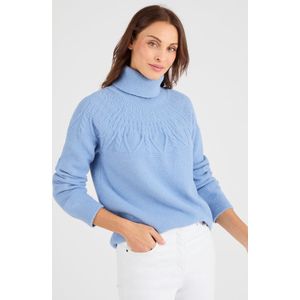 Damart - Trui tricot met siersteek Thermolactyl - Dames - Blauw - XS
