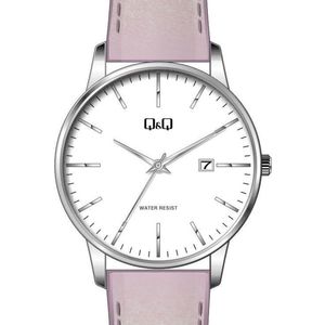 Q&Q horloge met roze band en datumaanduiding 40mm BL76J812