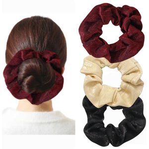 Haar accessoire Glitter Scrunchie 3 stuks- Rood, zwart, goud haarelastiekje vrouwen | Dames| Meisjes| Feestgala| Dansen haarknotjes