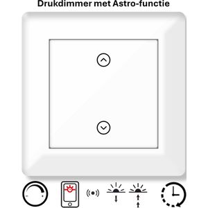 Freelux Drukknop | Astro Tijdschakelaar | Bluetooth | Led Dimmer | 230VAC - 500VA/2,1A | Pijlopdruk | Signaal wit glans