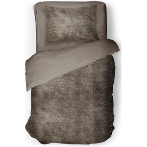 Eleganzzz Dekbedovertrek Flanel Fleece - Taupe Grey - Dekbedovertrek 140x200/220cm - 100% flanel fleece - Eenpersoons dekbedovertrekken