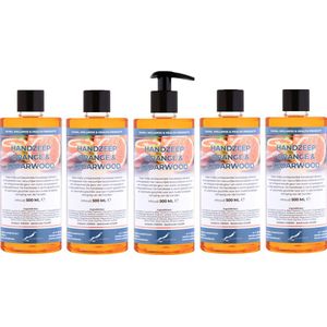 Handzeep Sweet Orange & Cedarwood 500 ml - met gratis pompje - set van 5 stuks - Voordeelverpakking