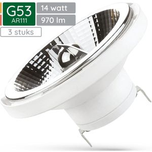 Spectrum G53 AR111 LED Spot - 14 Watt - 12V - 970 Lumen - 4000K Neutraal wit - Natuurlijk licht - Energiezuinig - 3 stuks