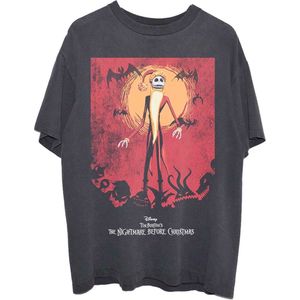 Disney The Nightmare Before Christmas - Jack Orange Sun & Logo Unisex T-shirt - XL - Zwart