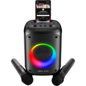 Karaoke Set Voor Volwassenen - Karaokesets Met 2 Microfoons + 60W Speaker - Box + Draadloze Microfoon + Geluidsgevoelige Lichten